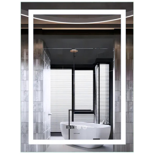 Зеркало MIXXUS PREMIUM FLASH MR21-70x90 с LED Touch, Anti-fog, димером, рег. яркости, часами (MP6618)
