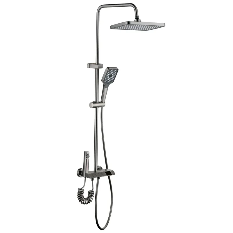 Душевая колонна со смесителем Mixxus Premium NEPTUNE 009-J GRAPHITE с кнопкой переключения, 4 режима (MI6833)