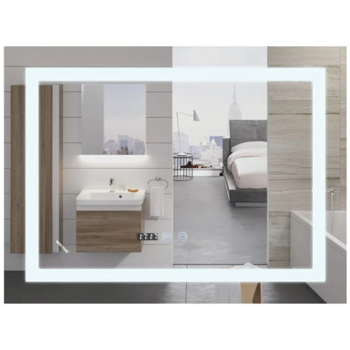 Зеркало MIXXUS WARM MR02-90x70 с LED Touch, Anti-fog, димером, рег. яркости, часами (MI6673)