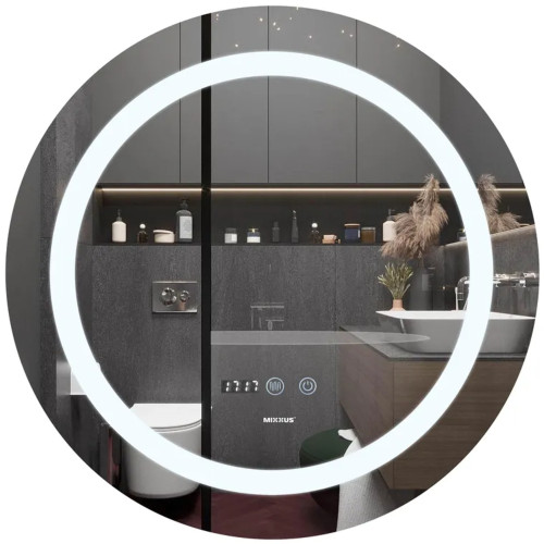 Зеркало MIXXUS PLAIN MC02-80-CASE с LED Touch, Anti-fog, димером, рег. яркости, часами (MI7158)