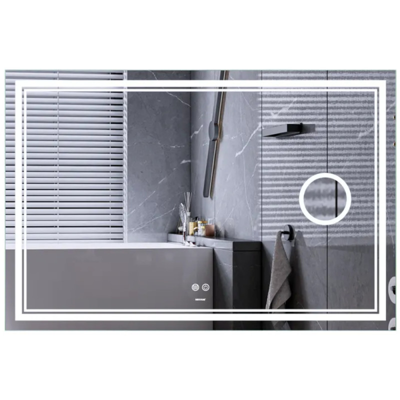 Зеркало MIXXUS PREMIUM QUADRO MR20-100x70 с LED Touch, Anti-fog, димером, рег. яркости, линзой (MP6622)