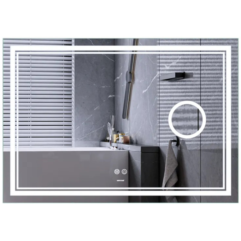 Зеркало MIXXUS PREMIUM QUADRO MR20-120x80 с LED Touch, Anti-fog, димером, рег. яркости, линзой (MP6624)
