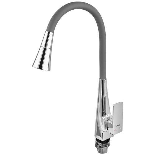Смеситель для кухни MIXXUS ETNA 014-T REFL.GREY (Цвет хром+силиконовый излив серый) (MI8420)