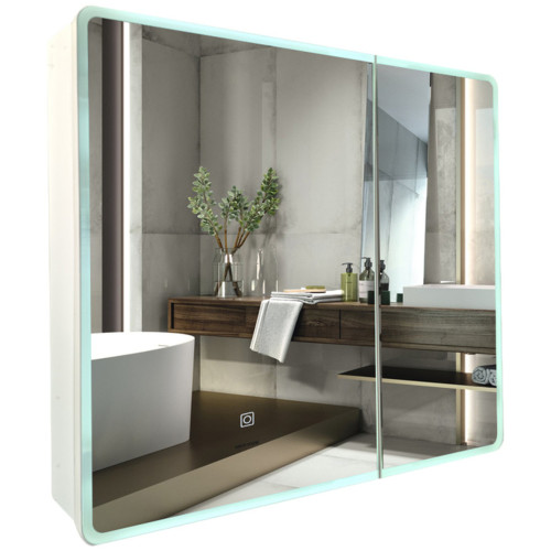 Зеркальный шкафчик MIXXUS PREMIUM OLIVARY CM01-80x70x13 с LED Touch, димером, рег. яркости (MI8296)