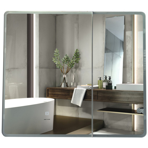 Зеркальный шкафчик MIXXUS PREMIUM OLIVARY CM01-80x70x13 с LED Touch, димером, рег. яркости (MI8296)