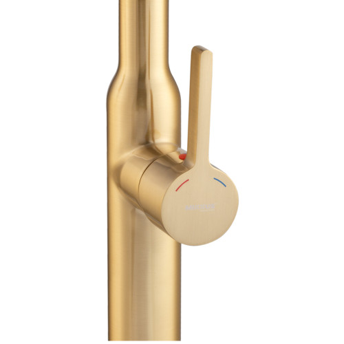 Змішувач для кухні Mixxus Premium PULL 017 BRUSHED GOLD REFL.BLACK (Колір мат.золото+сил.вилив чорний) (MI8280)