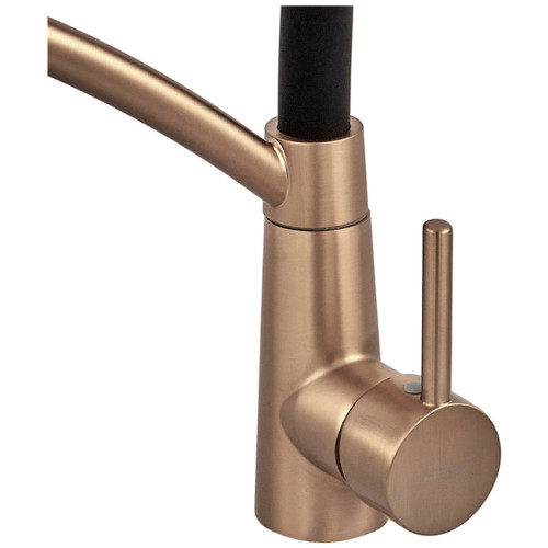 Смеситель для кухни MIXXUS PREMIUM ROSSI 017 BRUSHED GOLD REFL.BLACK (Цвет матовое золото+силик. излив черный) (MP6723)