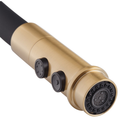 Смеситель для кухни Mixxus Premium PULL 017 BRUSHED GOLD REFL.BLACK (Цвет мат.золото+сил.излив черный) (MI8280)