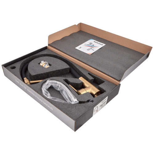 Смеситель для кухни MIXXUS PREMIUM ROSSI 017 BRUSHED GOLD REFL.BLACK (Цвет матовое золото+силик. излив черный) (MP6723)