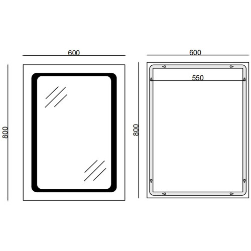 Зеркало MIXXUS TWEE MR09-80x60-REVERSE с LED Touch, Anti-fog, димером, рег. яркости (MI6660)