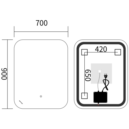 Зеркало MIXXUS PREMIUM DIVERSE MR15-90x70-REVERSE с LED Touch, Anti-fog, димером (3-6,5kK) (MP6639)