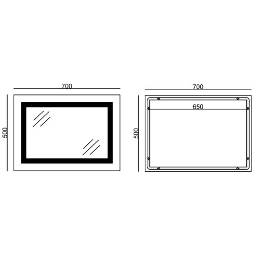 Зеркало MIXXUS WARM MR02-70x50-CASE с LED Touch, Anti-fog, димером, рег. яркости, часами (MI6669)