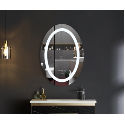 Зеркало MIXXUS PLAIN MV02-50x70 с LED Touch, Anti-fog, димером, рег. яркости, часами (MI6010)