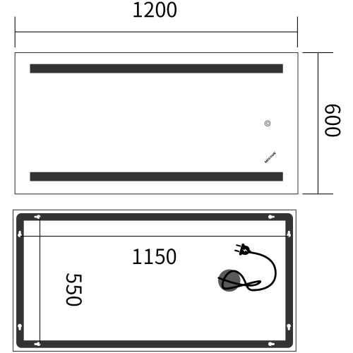 Зеркало MIXXUS PREMIUM LINES MR17-120x60-REVERSE с LED Touch, Anti-fog, димером, рег. яркости (MP6626)