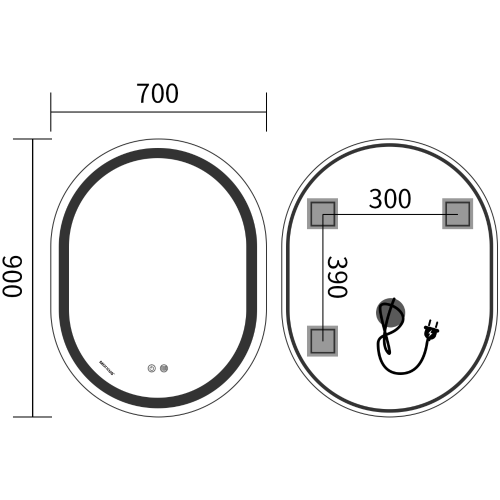 Зеркало MIXXUS PREMIUM ELLIPSE MV05-90x70-REVERSE с LED Touch, Anti-fog, димером (3-6,5kK) (MP6644)