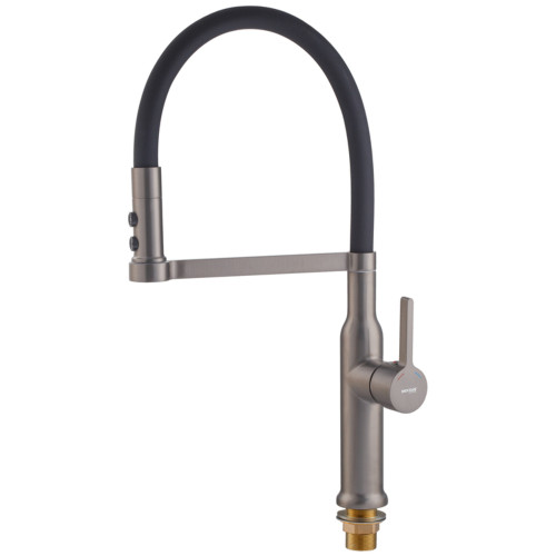 Змішувач для кухні Mixxus Premium PULL 017 GRAPHITE REFL.BLACK (Колір графіт+силік.вилив чорний) (MI8278)