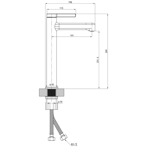 Смеситель для умывальника MIXXUS PREMIUM VERDI 001 HIGH (MI8241)