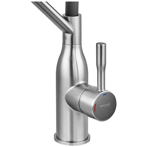 Смеситель для кухни MIXXUS PREMIUM GRAVITY 017 SS COLOR REFL.GREY (Цвет нержавеющая сталь+силик. излив серый) (MI8407)