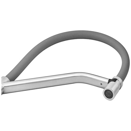 Смеситель для кухни MIXXUS PREMIUM GRAVITY 017 SS COLOR REFL.GREY (Цвет нержавеющая сталь+силик. излив серый) (MI8407)