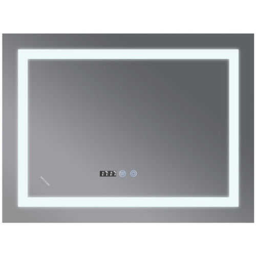 Зеркало MIXXUS WARM MR02-90x70 с LED Touch, Anti-fog, димером, рег. яркости, часами (MI6673)