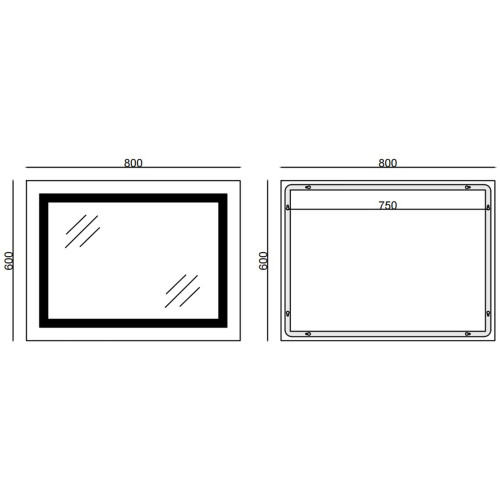 Зеркало MIXXUS WARM MR02-80x60-CASE с LED Touch, Anti-fog, димером, рег. яркости, часами (MI6671)