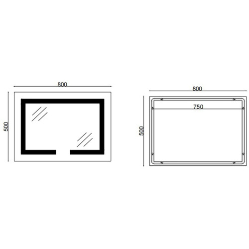 Зеркало MIXXUS HARD MR07-80x50 с LED Touch, Anti-fog, димером, рег. яркости (MI6658)