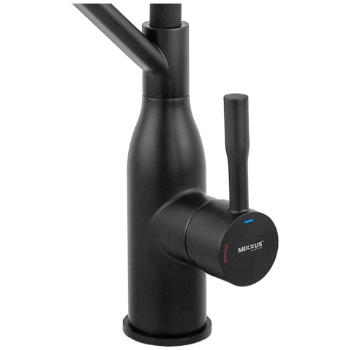 Смеситель для кухни MIXXUS PREMIUM GRAVITY 017 BLACK REFL.BLACK (Цвет черный+силик. излив черный) (MI8408)