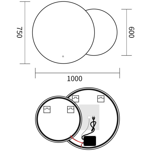 Зеркало MIXXUS PREMIUM TOPPER MC01-100x75 с LED Touch, Anti-fog, димером (3-6,5kK) (MP6631)