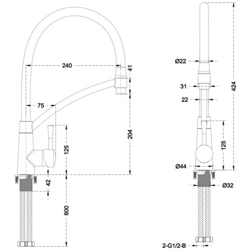 Змішувач для кухні Mixxus Premium ROSSI 017 GRAPHITE (MI6829)