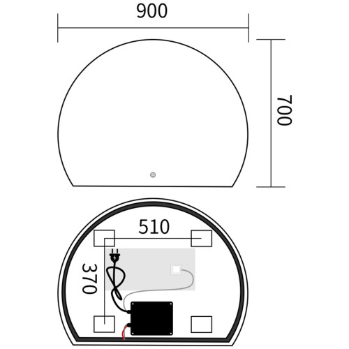 Зеркало MIXXUS PREMIUM TOPPER MS01-90x70-REVERSE с LED Touch, Anti-fog, димером (3-6,5kK) (MP6632)