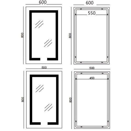 Зеркало MIXXUS HARD MR07-50x80 с LED Touch, Anti-fog, димером, рег. яркости (MX9992)