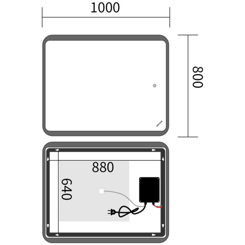 Зеркало MIXXUS PREMIUM OLIVARY MR19-100x80-REVERSE с LED Touch, Anti-fog, димером (3-6,5kK) (MP6629)
