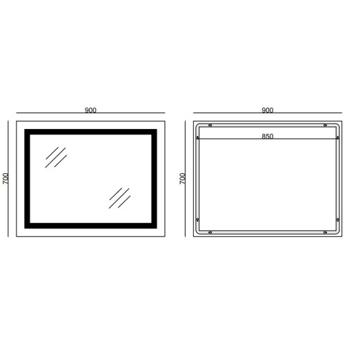 Зеркало MIXXUS WARM MR02-90x70-CASE с LED Touch, Anti-fog, димером, рег. яркости, часами (MI6674)