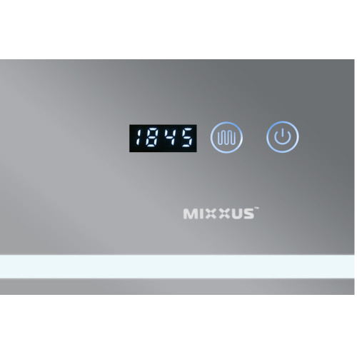 Зеркало MIXXUS WARM MR02-90x70-CASE с LED Touch, Anti-fog, димером, рег. яркости, часами (MI6674)