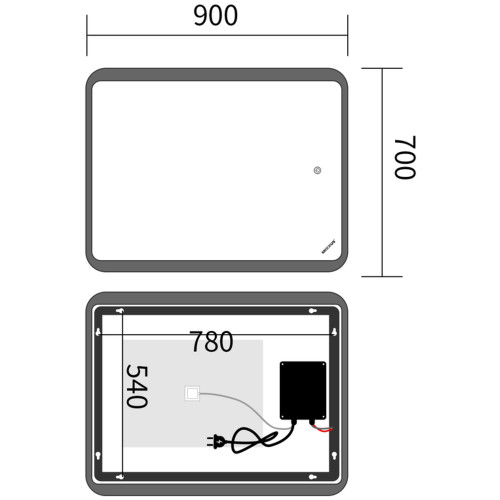 Зеркало MIXXUS PREMIUM OLIVARY MR19-90x70-REVERSE с LED Touch, Anti-fog, димером (3-6,5kK) (MP6630)