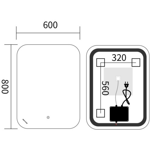 Зеркало MIXXUS PREMIUM DIVERSE MR15-80x60-REVERSE с LED Touch, Anti-fog, димером (3-6,5kK) (MP6638)
