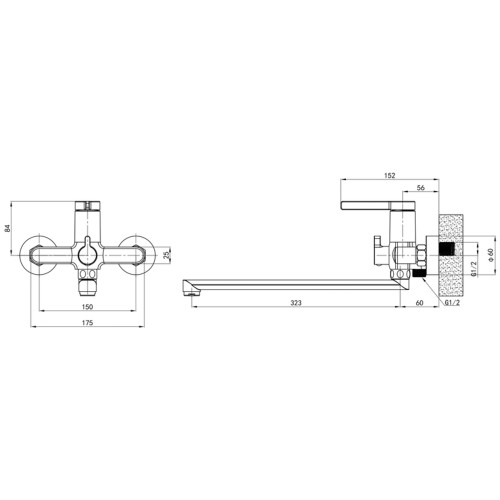 Смеситель для ванной MIXXUS PREMIUM VERDI 006 EURO (MI8242)