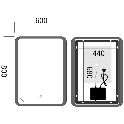 Зеркало MIXXUS PREMIUM OLIVARY MR19-80x60-REVERSE с LED Touch, Anti-fog, димером (3-6,5kK) (MP6628)