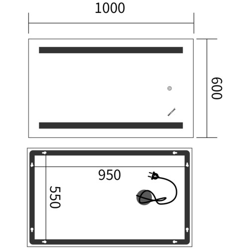 Зеркало MIXXUS PREMIUM LINES MR17-100x60-REVERSE с LED Touch, Anti-fog, димером, рег. яркости (MP6625)