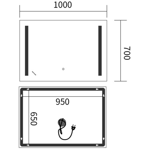 Зеркало MIXXUS PREMIUM LINES MR18-100x70-REVERSE с LED Touch, Anti-fog, димером, рег. яркости (MP6627)
