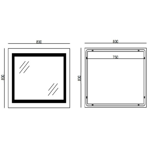 Зеркало MIXXUS WARM MR02-80x80 с LED Touch, Anti-fog, димером, рег. яркости, часами (MI6934)