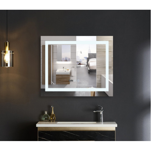 Зеркало MIXXUS WARM MR02-80x80 с LED Touch, Anti-fog, димером, рег. яркости, часами (MI6934)
