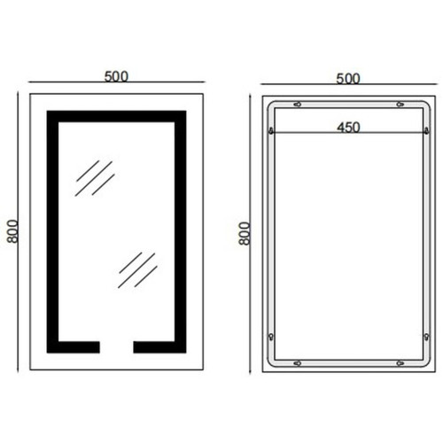 Зеркало MIXXUS HARD MR06-50x80-CASE с LED Touch, Anti-fog, димером, рег. яркости, часами (MI6657)