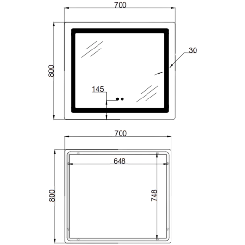 Зеркало MIXXUS WARM MR12-80x70-REVERSE с LED Touch, Anti-fog, димером, рег. яркости (MI6936)