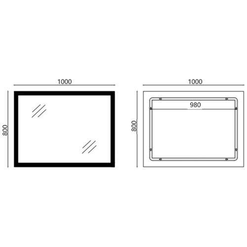 Зеркало MIXXUS FLAT MR04-100x80 с LED Touch, Anti-fog, димером, рег. яркости, часами (MI6927)