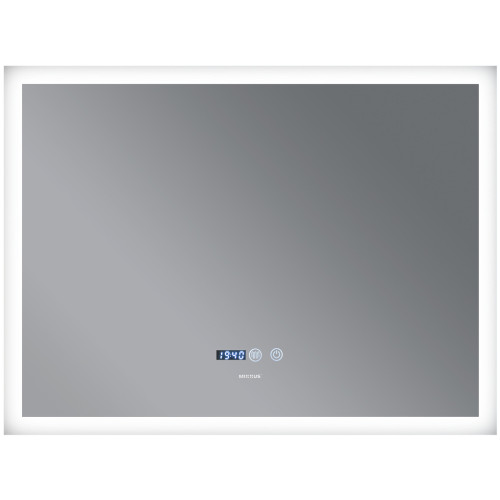Зеркало MIXXUS FLAT MR04-100x80 с LED Touch, Anti-fog, димером, рег. яркости, часами (MI6927)