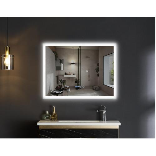 Зеркало MIXXUS FLAT MR04-100x80 с LED Touch, Anti-fog, димером, рег. яркости, часами (MI6927)