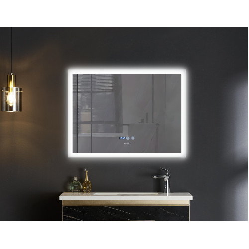 Зеркало MIXXUS FLAT MR04-100x80 с LED Touch, Anti-fog, димером, рег. яркости, часами (MI6927)