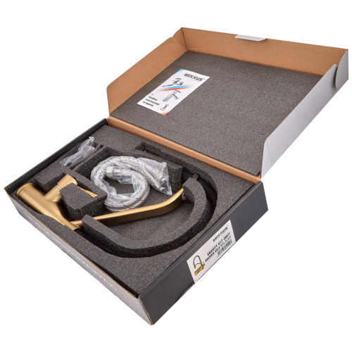 Смеситель для кухни MIXXUS PREMIUM GRAVITY 017 BRUSHED GOLD REFL.BLACK (Цвет матовое золото+силик. излив черный) (MI8410)