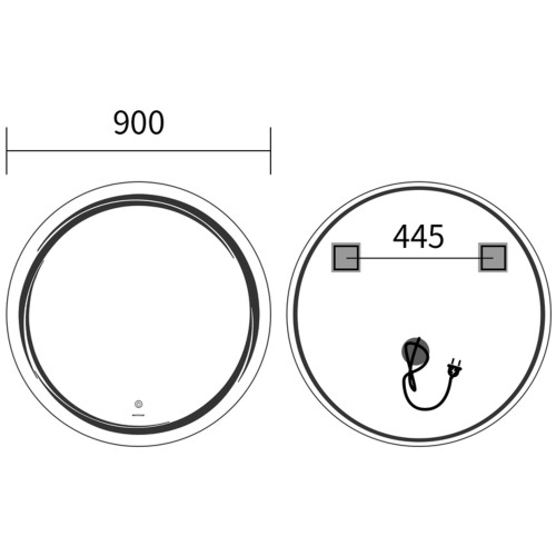 Зеркало MIXXUS PREMIUM WAVE MC04-90 с LED Touch, Anti-fog, димером (3-6,5kK) (MP6637)